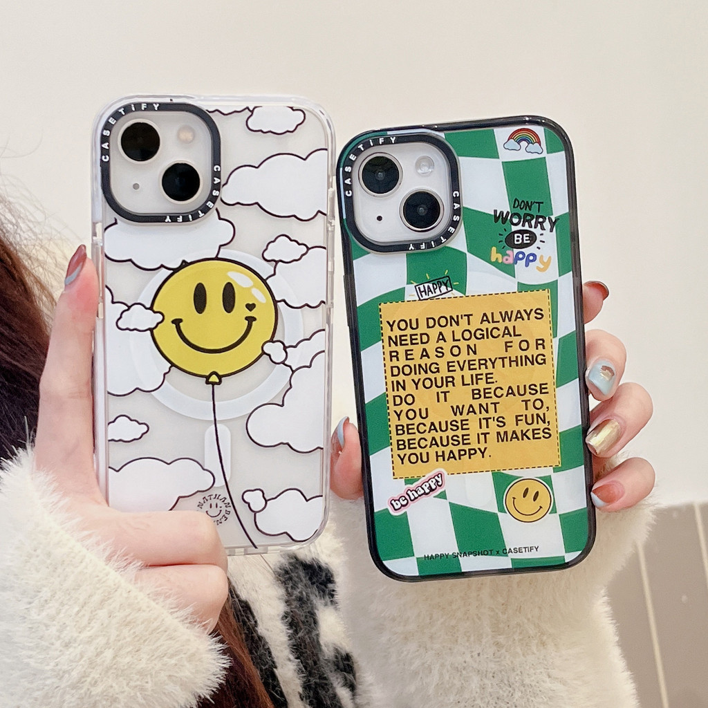 【Green plaid smiley face】CASETIFY Magnetic absorption High Quality ...