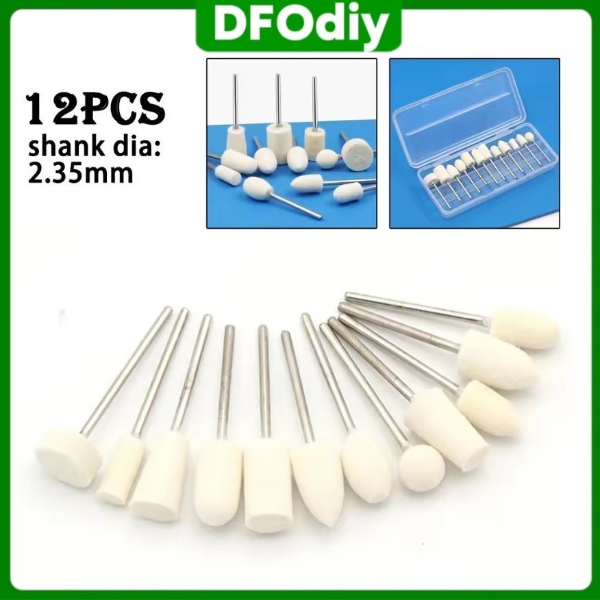 DFOdiy 12Pcs Wool Felt Grinding Sanding Head Abrasive Buffing Wheel 2 ...