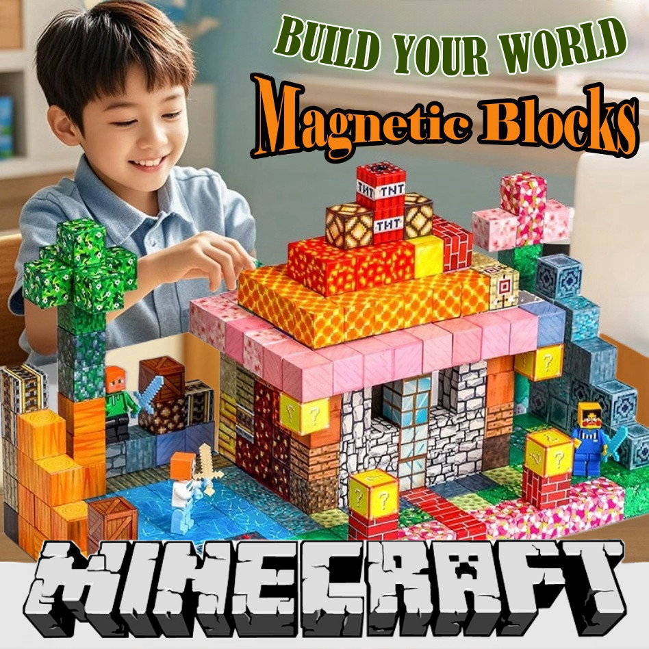 50PCS/100PCS Magnetic Blocks Minecraft Magnetic Block Three-dimensional ...