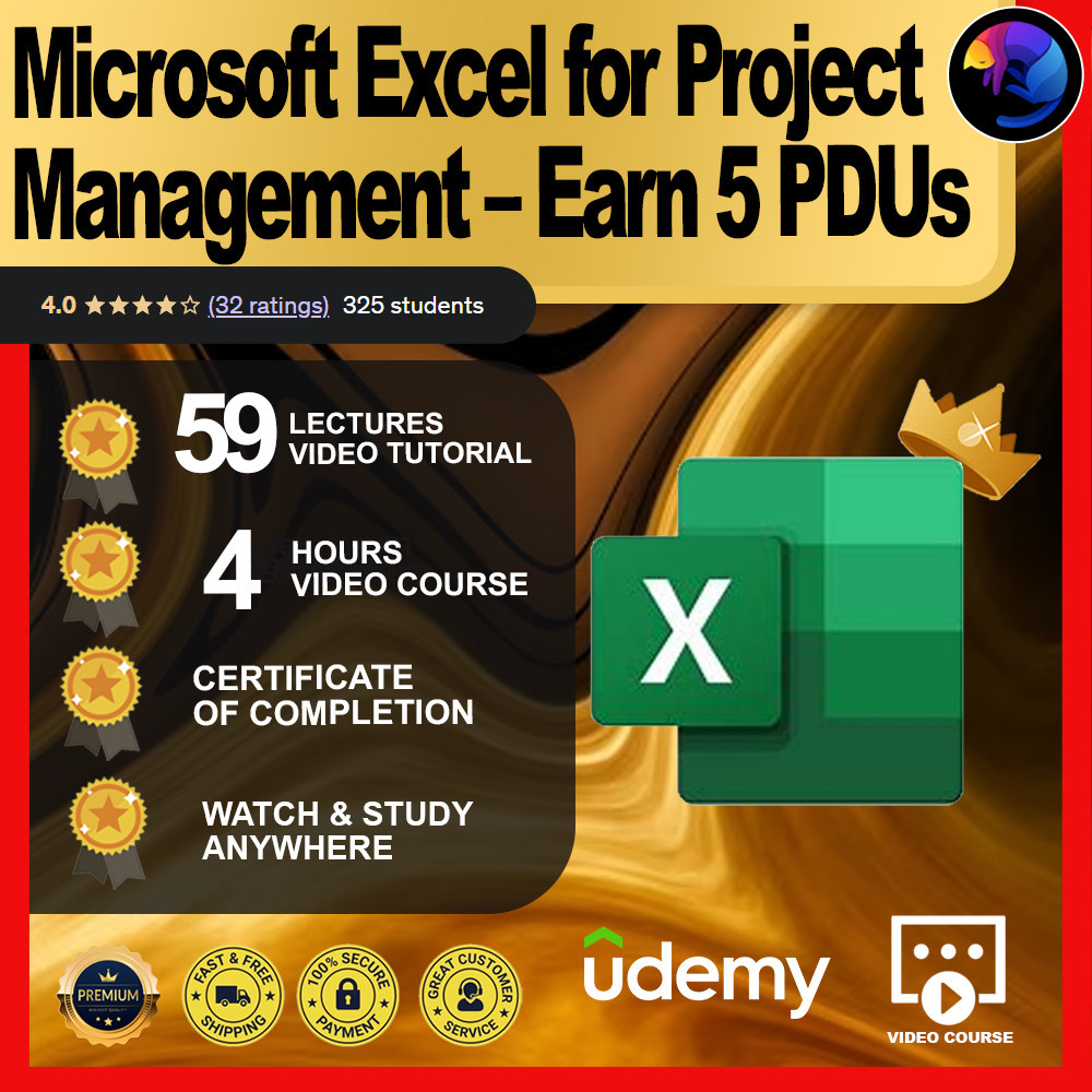  video course microsoft excel for project management earn 5 pdus