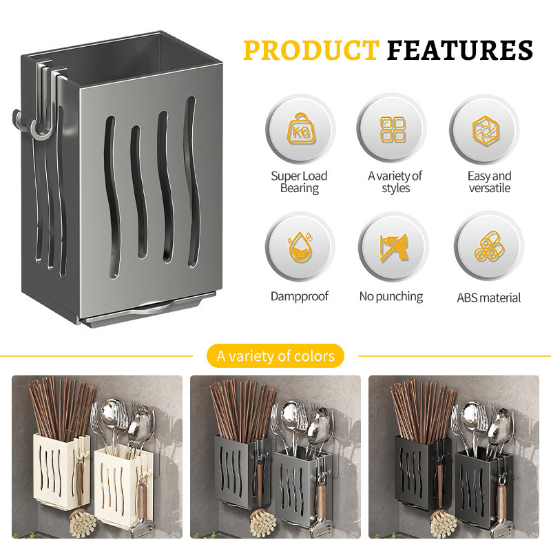 Ceramic Chopstick Holder With Drainage - Diamond Pattern Utensil Crock, Large Capacity Kitchen Organizer - View #9