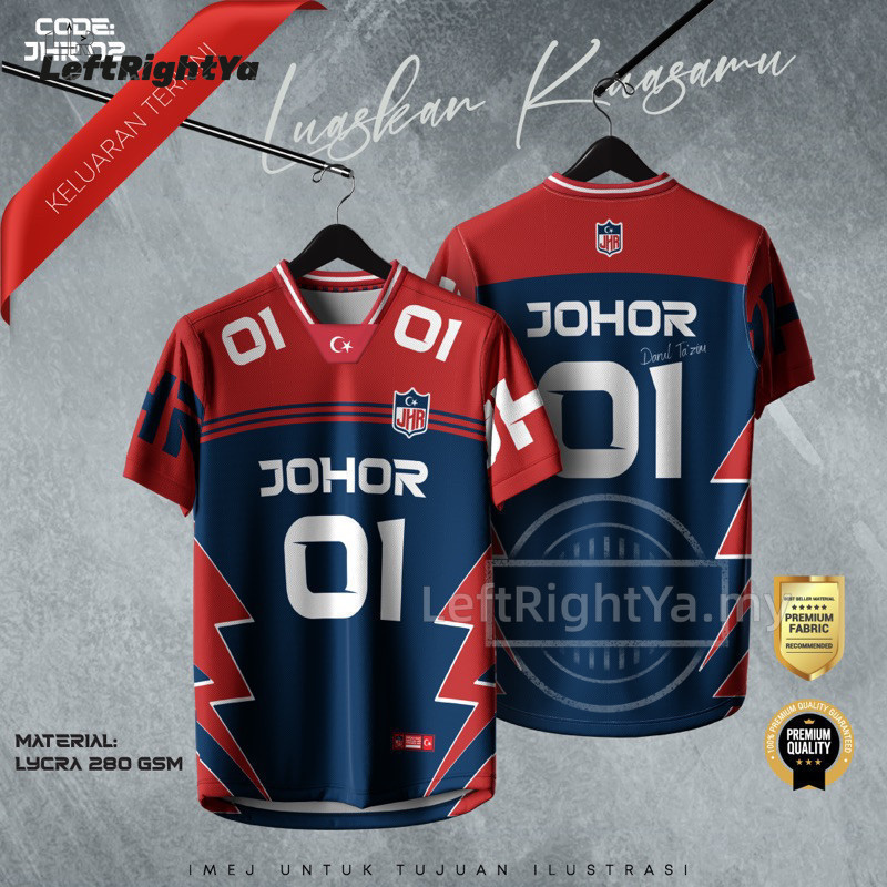 Johor Jersey NFL Style Sublimation Jersey NFL Edisi Negeri Johor Jersey