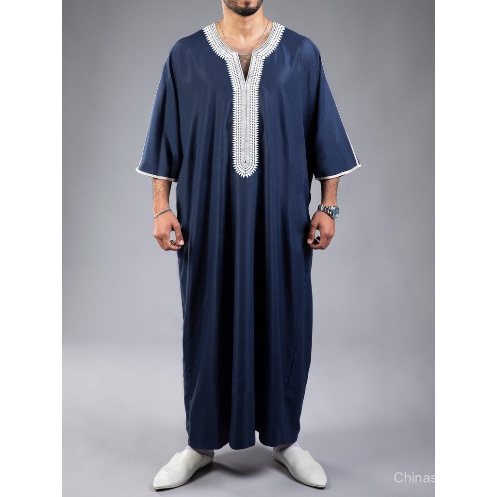 Newest style jubah 2025 Ramadan Middle East Solid Color Muslim Half ...
