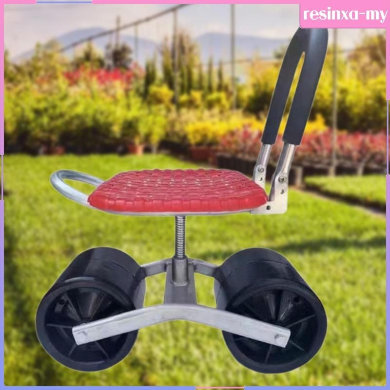 [ResinxaMY] Garden Stool Working Seat with Wheels Gardening Rolling