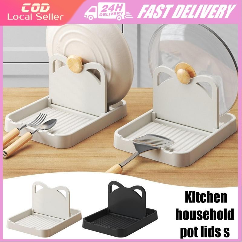 Multifunctional Pot Lid Rack Foldable Spatula Spoon holder Pot Cover ...