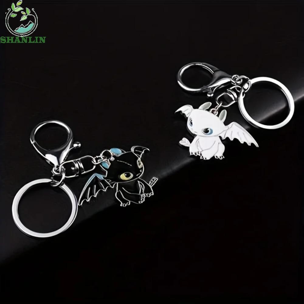 SHANLIN Cartoon Toothless Dragon Keychain, Black & White Flying Dragon ...