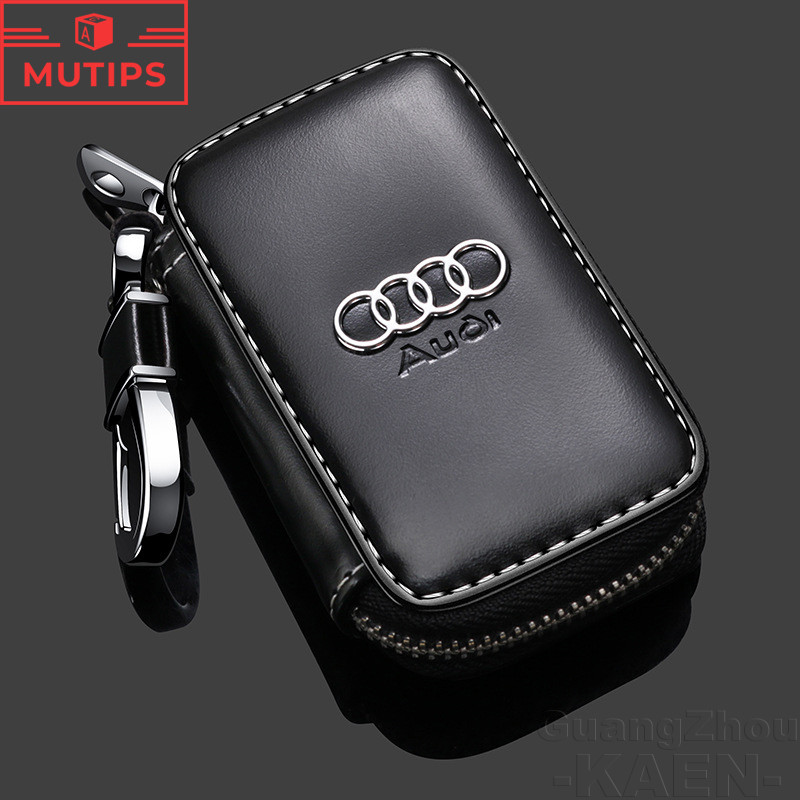 Audi Car Logo Key Bag Leather Key Case Holder Keychain Organizer Zipper ...