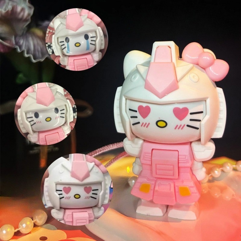 Cartoon Anime Mecha Hello Kitty Face-Changing Keychain Kawaii Couple ...