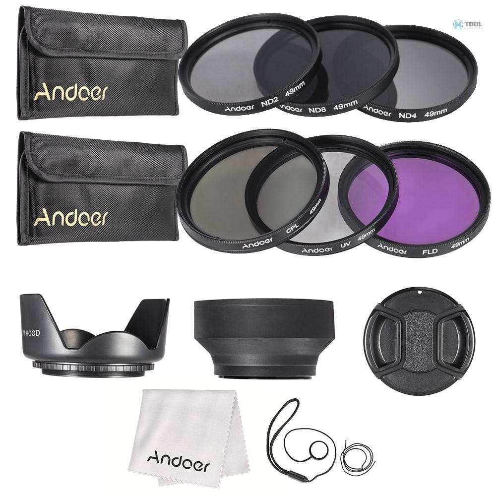 Andoer Mm Lens Filter Kit Uv Cpl Fld Nd Nd Nd Nd With Carry Pouch Lens Cap Lens Cap