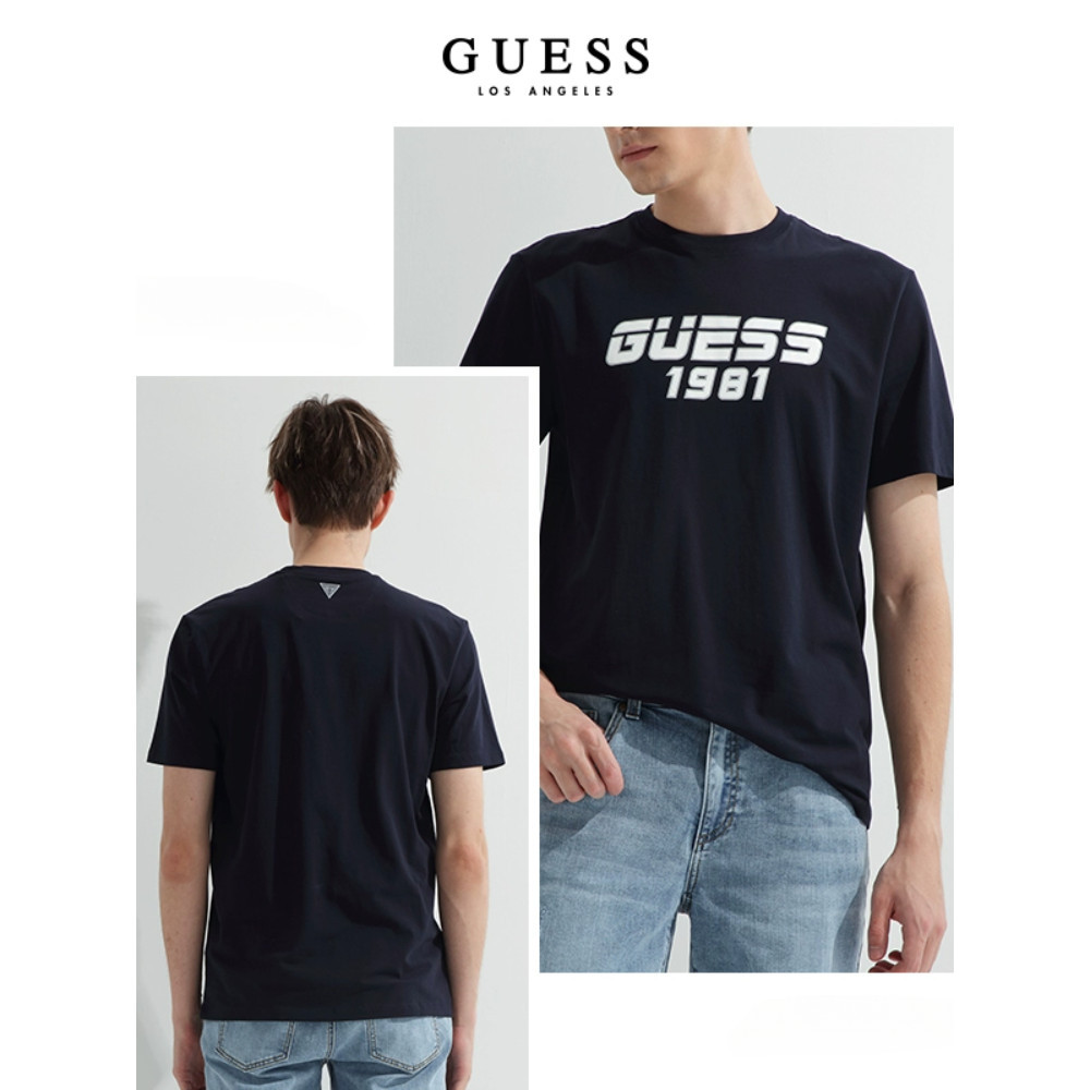 GUESS Men's Casual Loose Letter Printed T-shirt-Z2GI07J1311 | Shopee ...