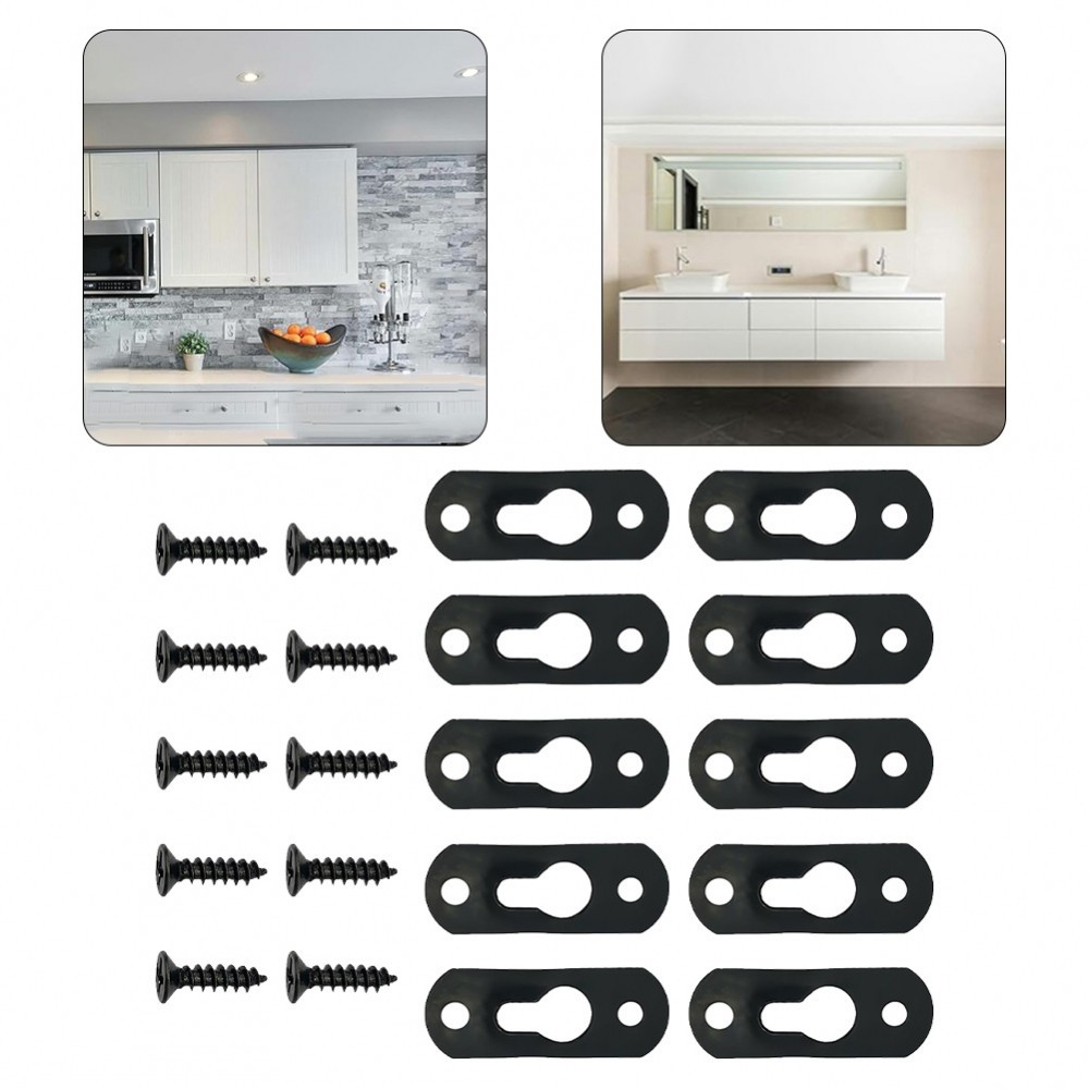 Set of 30 Keyhole Hangers for Hanging Picture Frames Black Heavy Duty