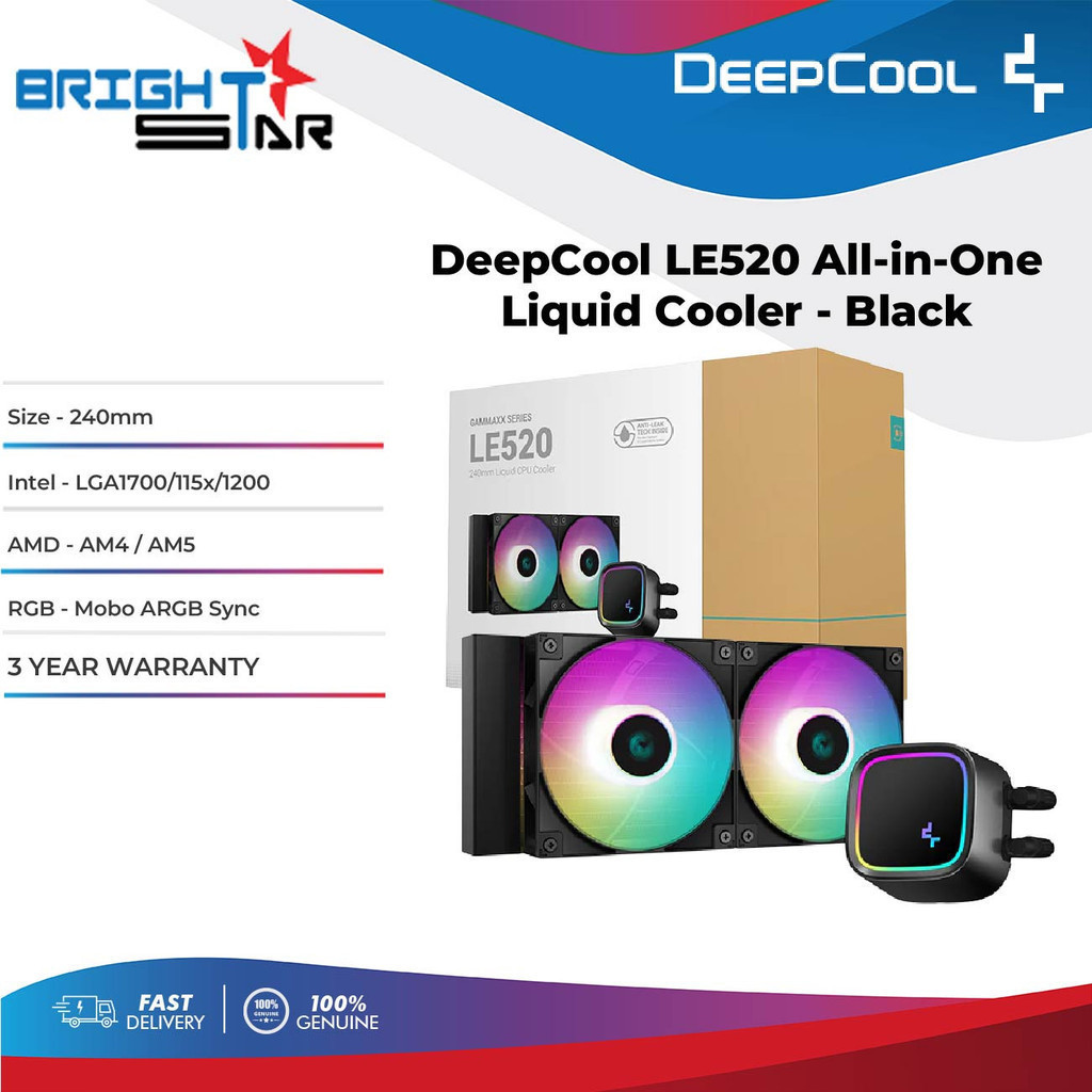 DEEPCOOL LE520 240mm ARGB CPU Liquid Cooler - Black | Shopee Malaysia