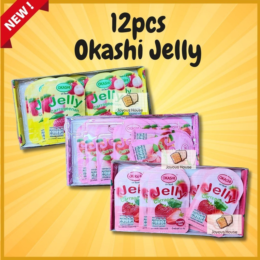 12pcs Okashi Jelly Konjac Carrageenan [Lychee/ Strawberry/ Grape /Peach ...