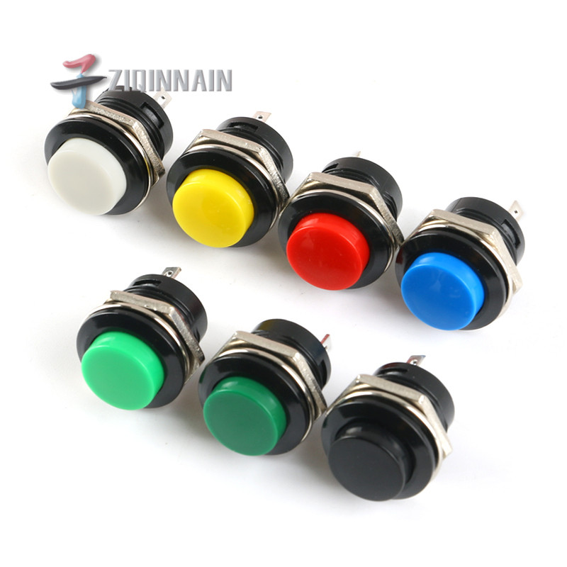R13-507 Push Button Switch 16mm Round Lockless Self-Reset Switch Push ...