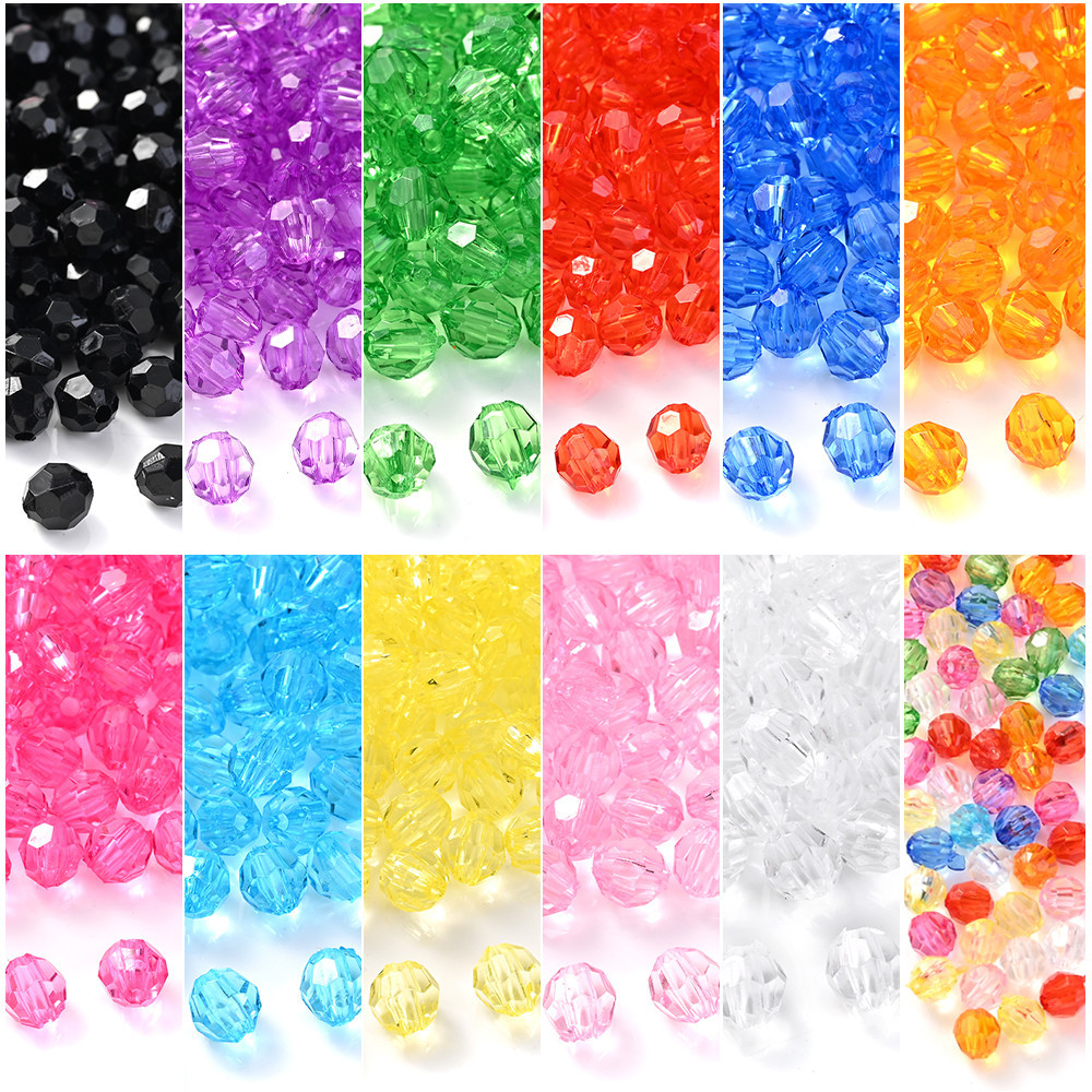 300Pcs 6mm AB Color Acrylic Beads Angular Loose Spacer Beads For ...