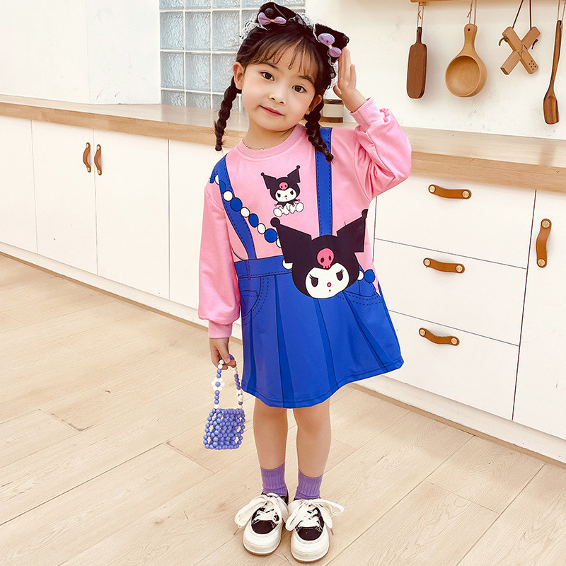 Dress For Baby Girl Ootd For Kids Girl 1 2 3 4 5 6 7 8 9 Year Old Sanrio Melody Kuromi Print Birthday Dress Cute Cartoon Long Sleeve Fake Strap Costume Casual Wear Children Clothes Shopee Malaysia