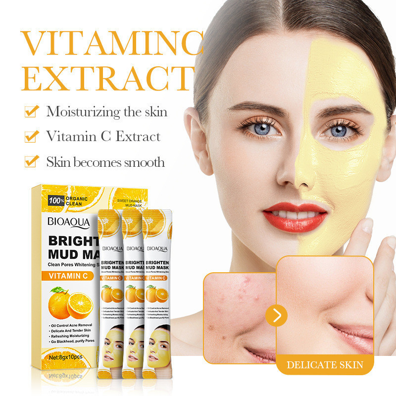 Bioaoua Vitamin C Brightening Mud Mask Deep Cleansing Vitamin C Vitamin ...