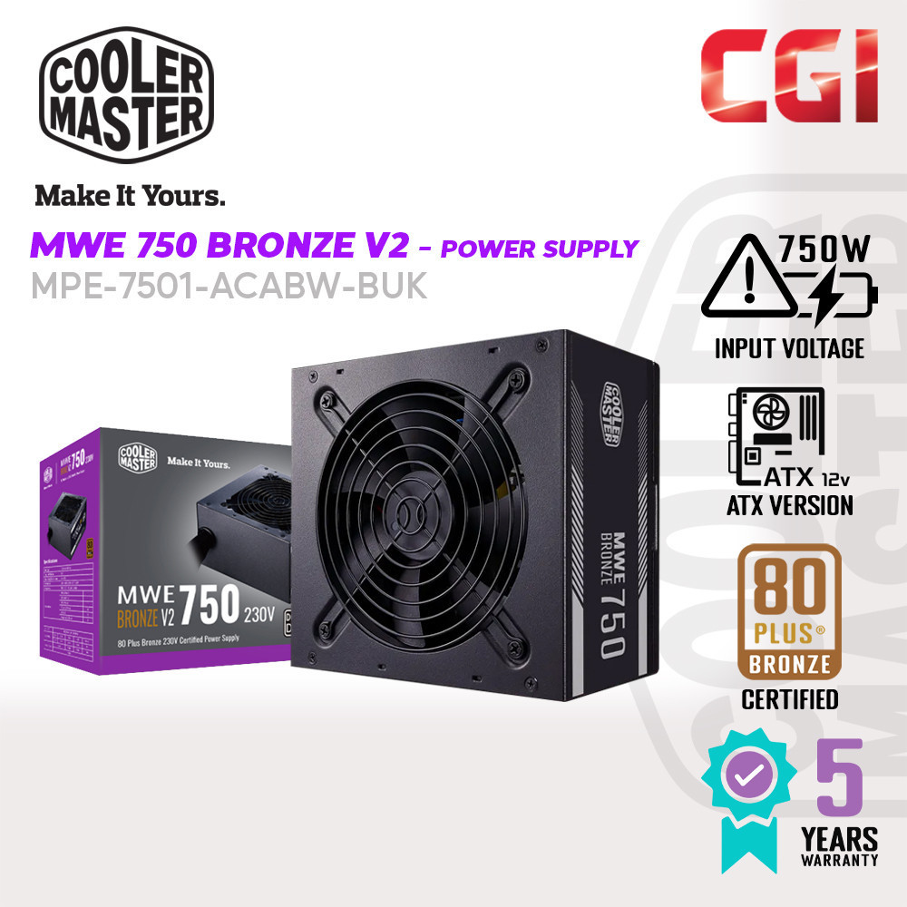 Cooler Master MWE 750 Bronze V2 230V 80 Plus 750W 2400 RPM Power Supply ...