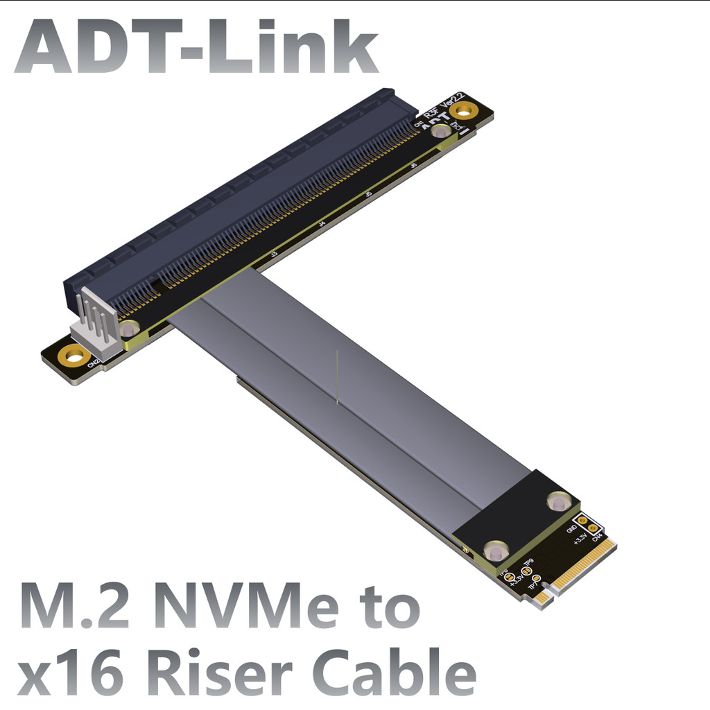 [Customized]ADT-Link M.2 NVME to PCIe 3.0 x16 Riser Cable M.2 NGFF NVMe ...