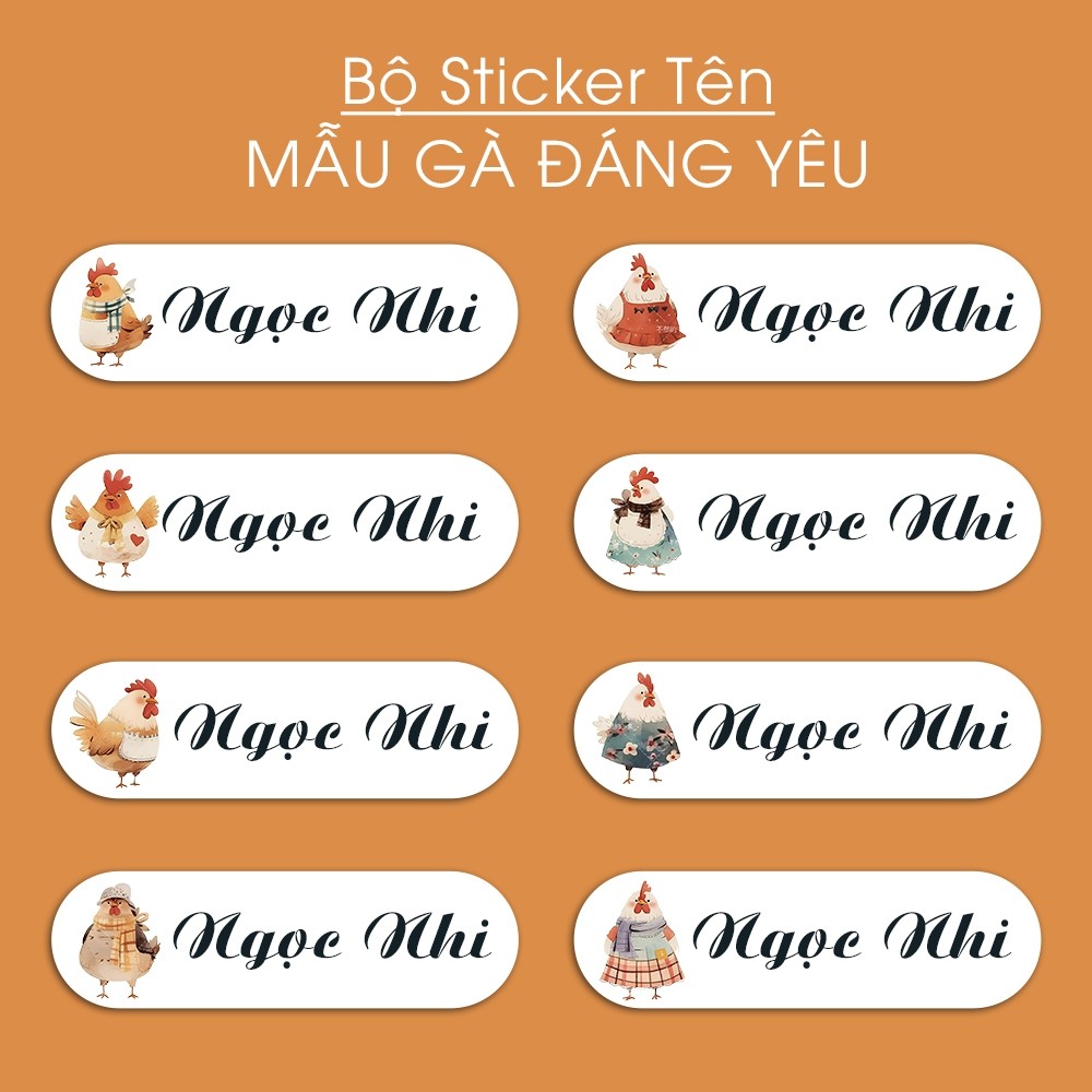 150 Stickers with Names Printed on Any Request - ADORABLE CHICKEN ...