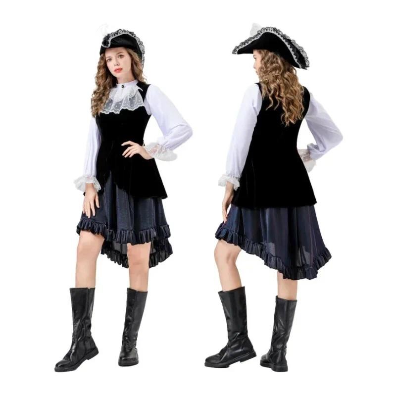 Adult Pirate Role Play Dress Halloween Caribbean Female Pirate Cosplay ...