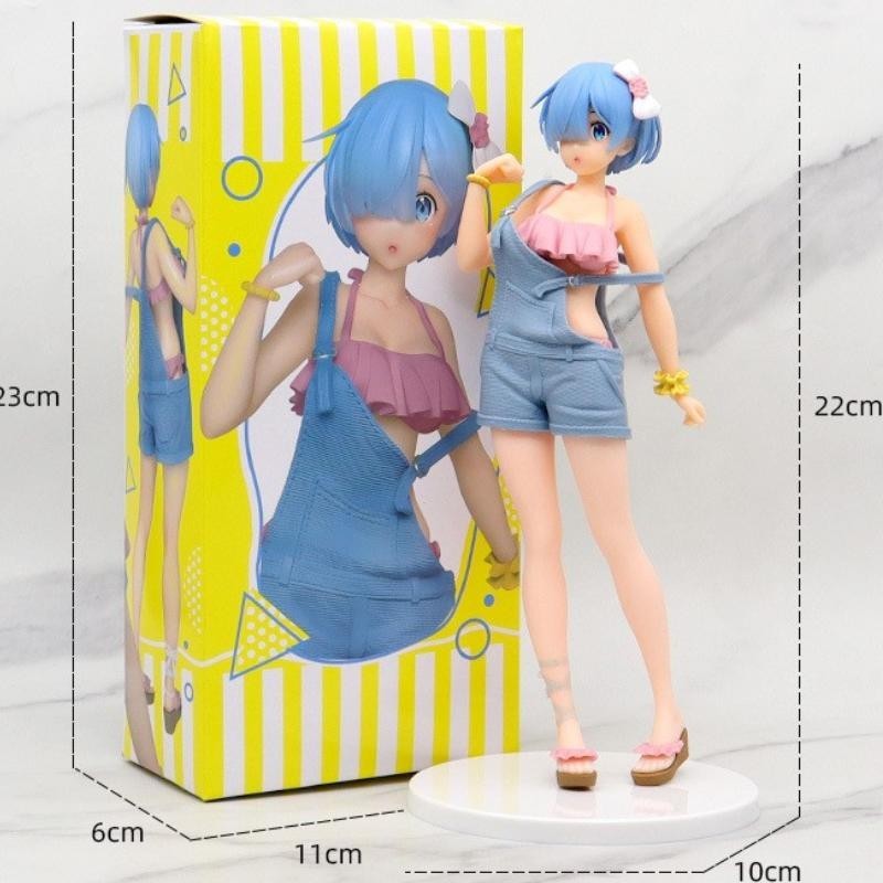 (Color Box) Anime Re:Zero Rem Model Wears A Very Cute Overalls 22cm ...