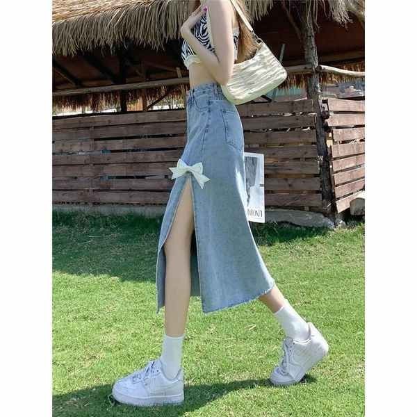 skirt labuh rok jeans panjang korean style Rok denim berbentuk pinggang ...