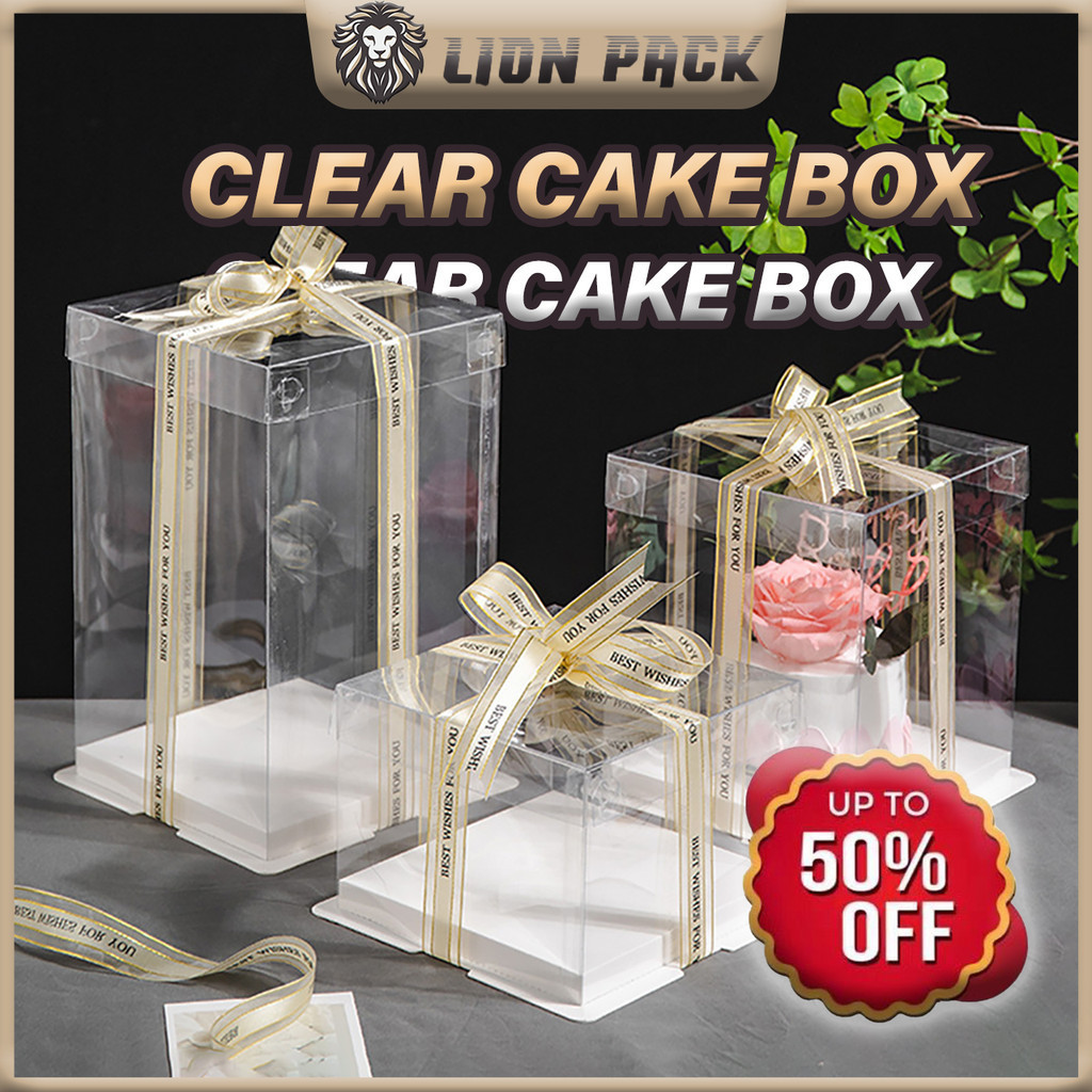 LIONPACK Cake Box Kotak Kek Transparent Cake Box Kotak Hantaran ...