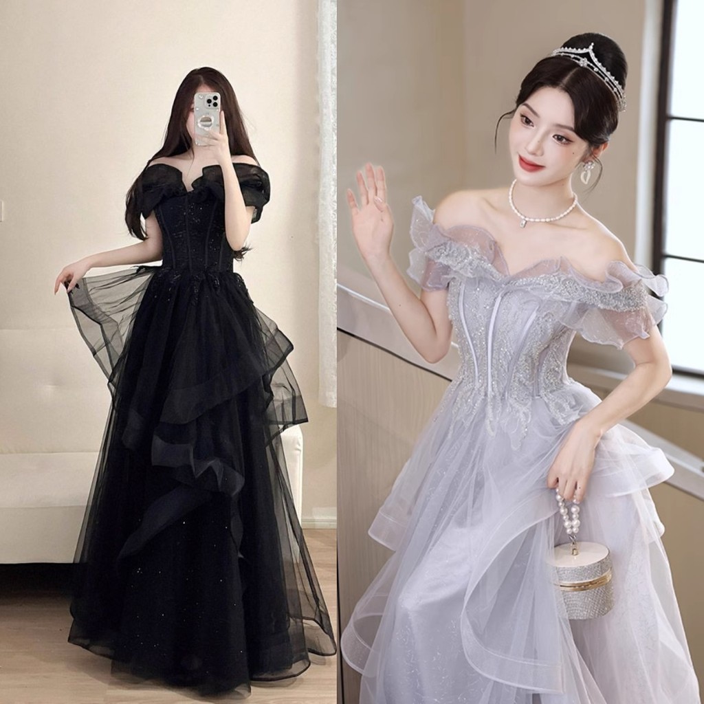 gray formal dress Tulle Beading Long Prom Dress, A-Line Short Sleeve Evening Size:US  24W Playful Faux Fur Neckline BrokenXS