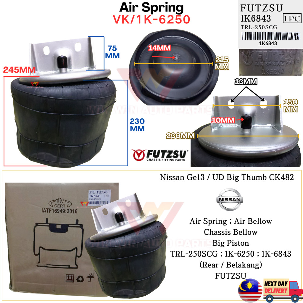VK/1K-6250 Nissan GE13 UD-Big Thumb CK482 Belakang Chassis Bellow ; Air ...