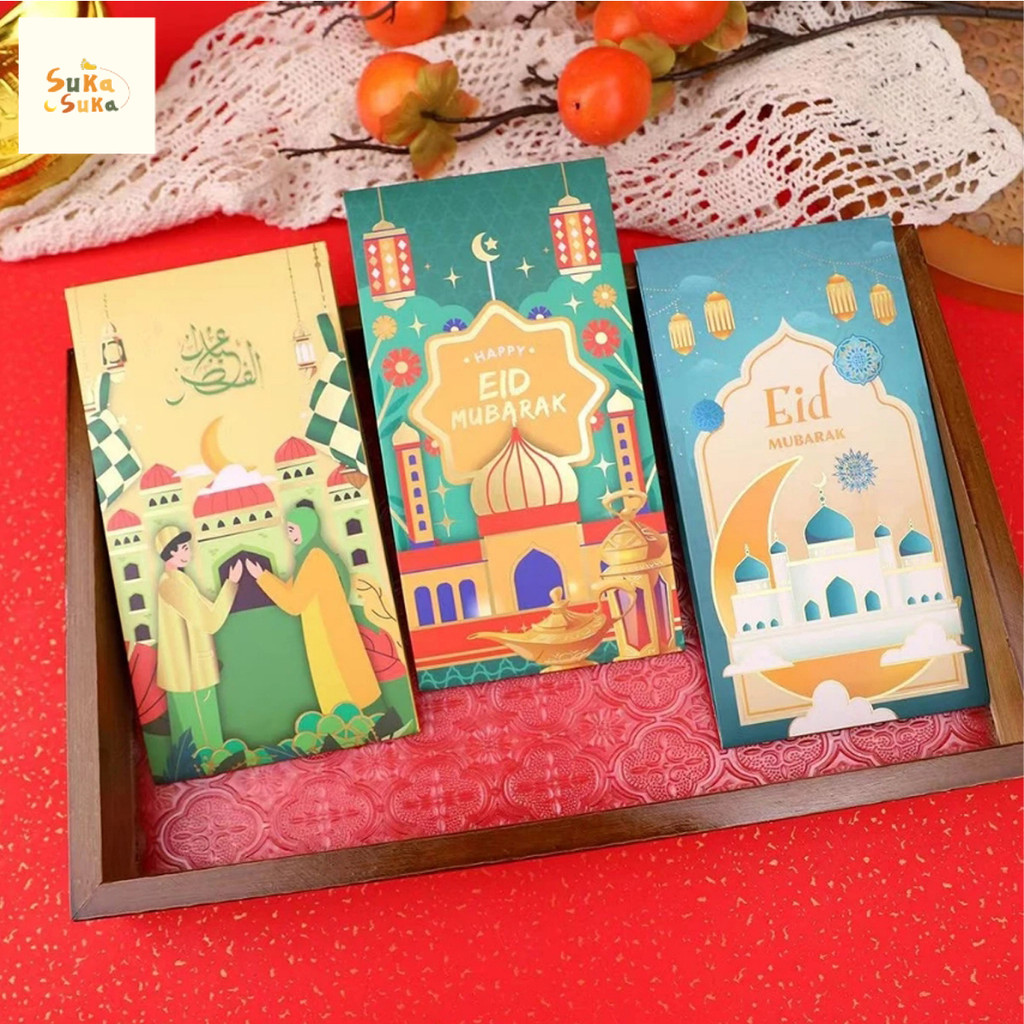 3D Ramadan green envelopes Sampul Raya Eid Mubarak Traditional Sampul ...