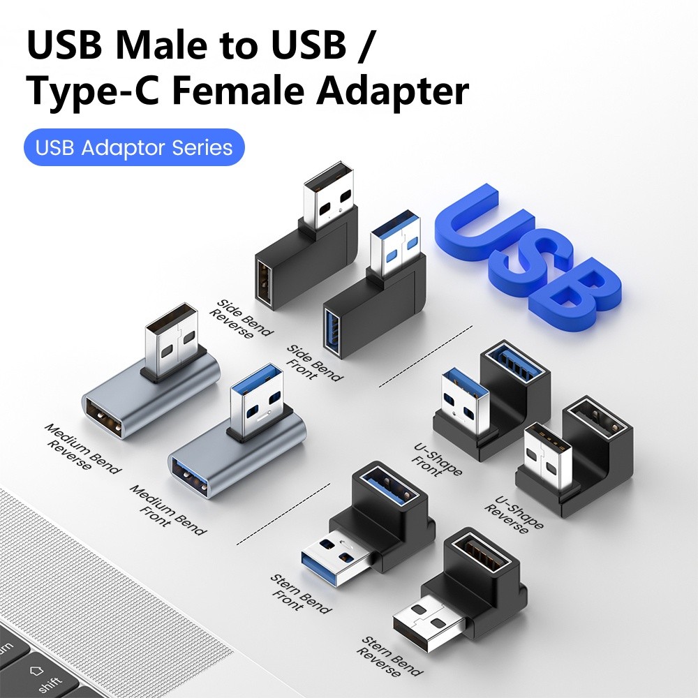 USB3.1 Male To Female Adapter Type-C Female to USB OTG Adapter 90 ...