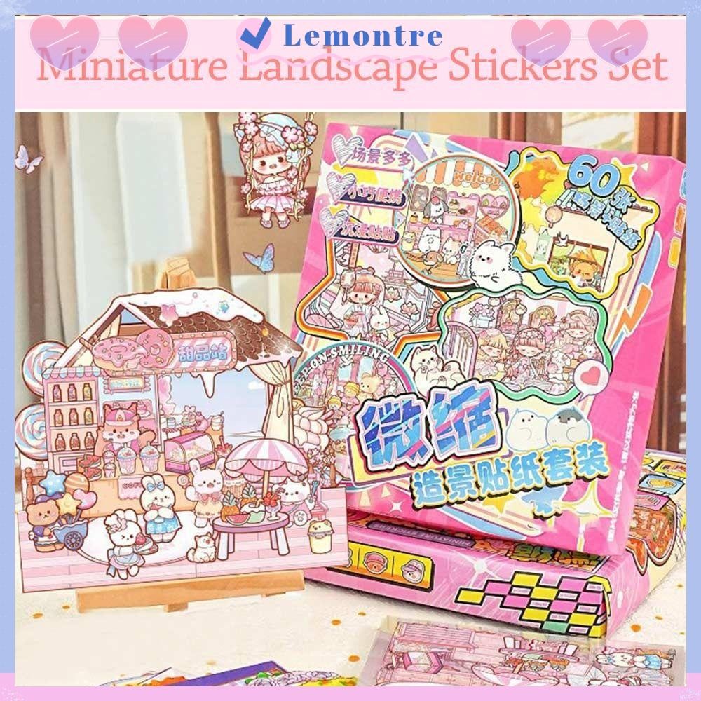 LEMONTRE Miniature Scene Stickers, PET Cartoon Visual Stacking Sticker ...