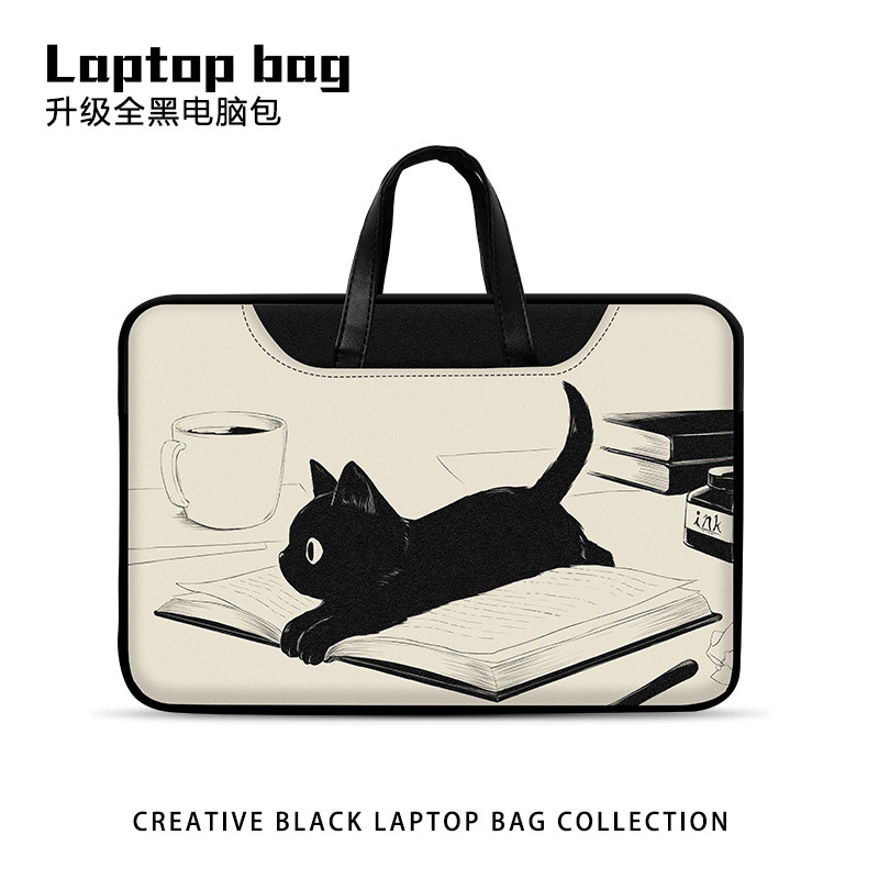 {Dipilih dengan teliti} Beg Komputer Riba Kucing Hitam Comel Kartun ...