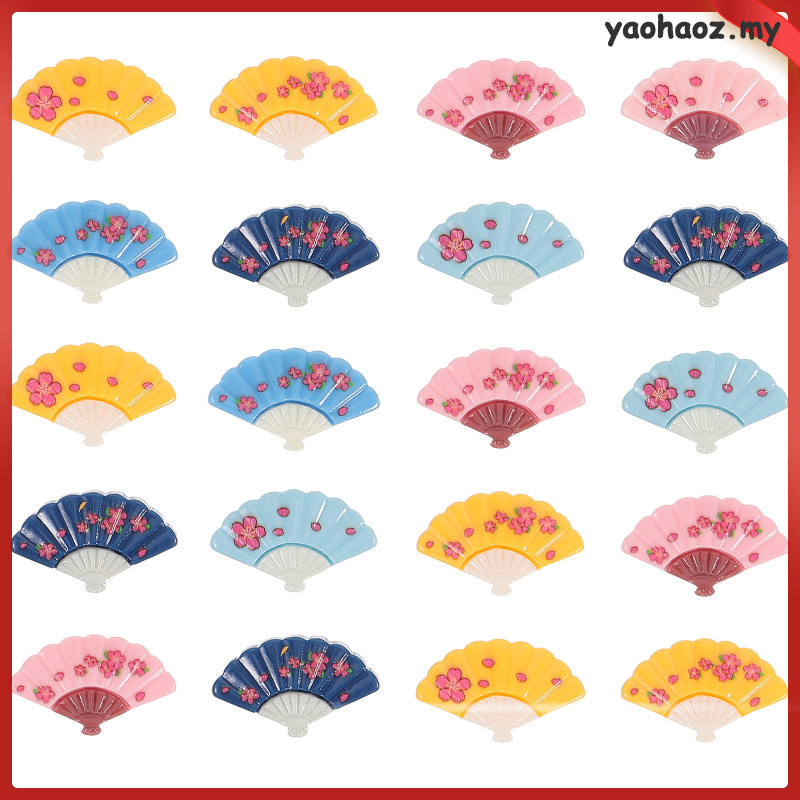 20 Pcs Craft Hand Fan Japanese Style Cherry Blossom Resin Accessories ...