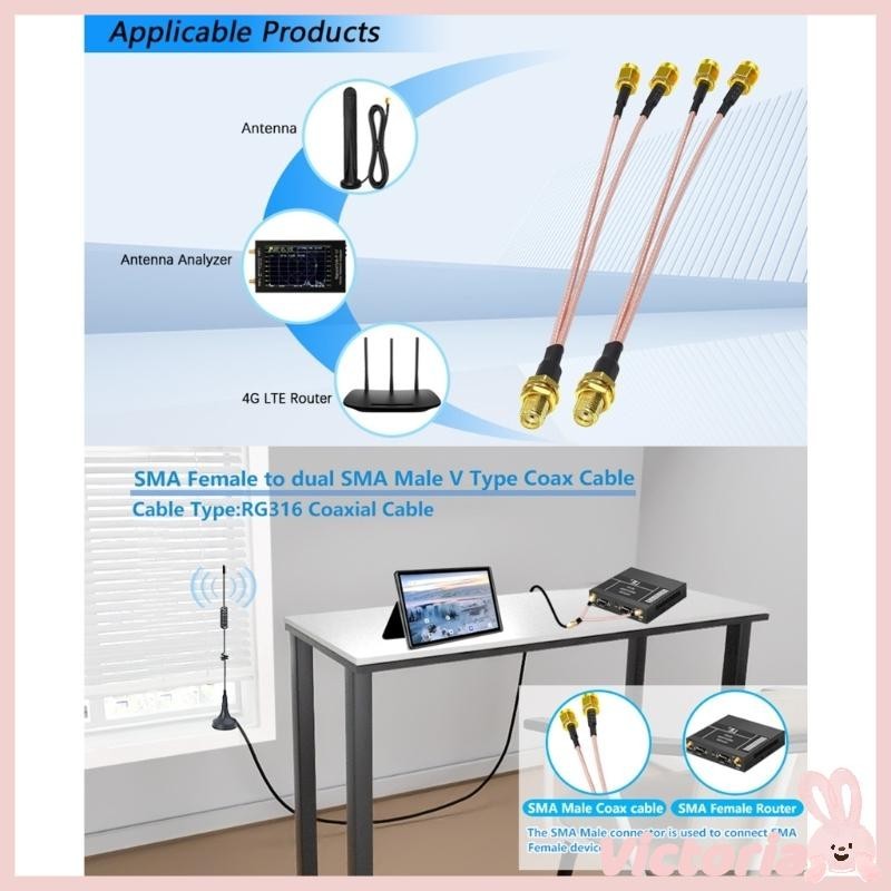 VIC SMA Splitters Cable SMA Female to SMA Double Male Connectors Cable