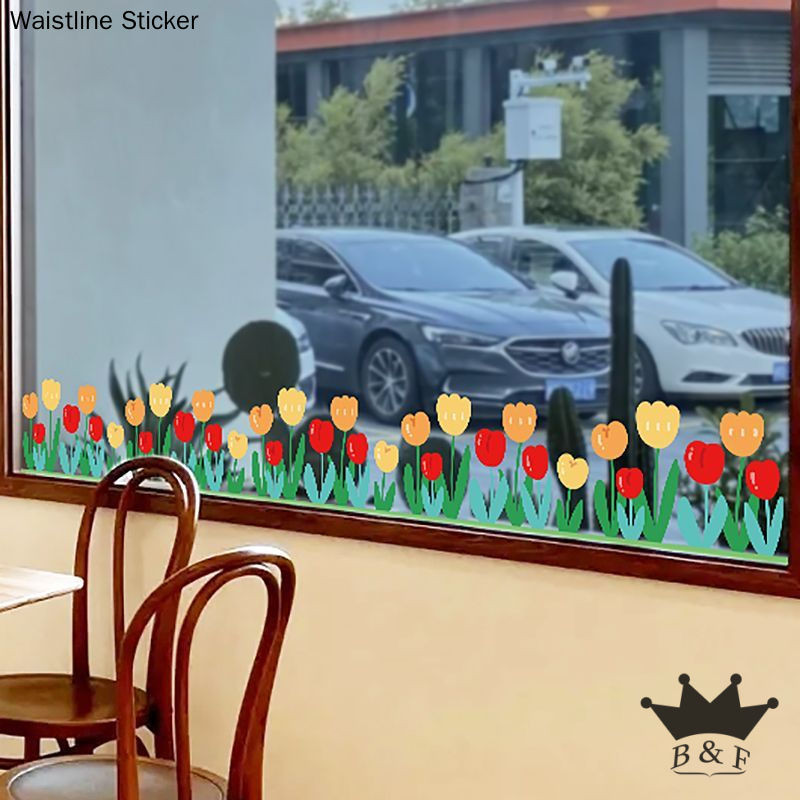 Cute Anti-collision Glass Door Sticker Cartoon Shop Window Layout ...