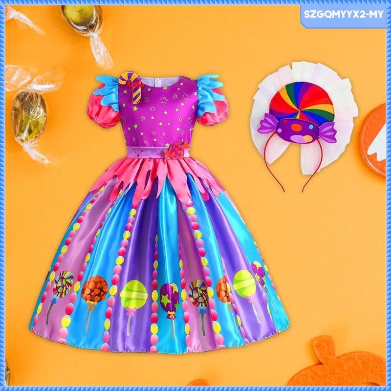 [SzgqmyyxcbMY] for Girls Princess Dress up Crewneck Colorful Rainbow ...