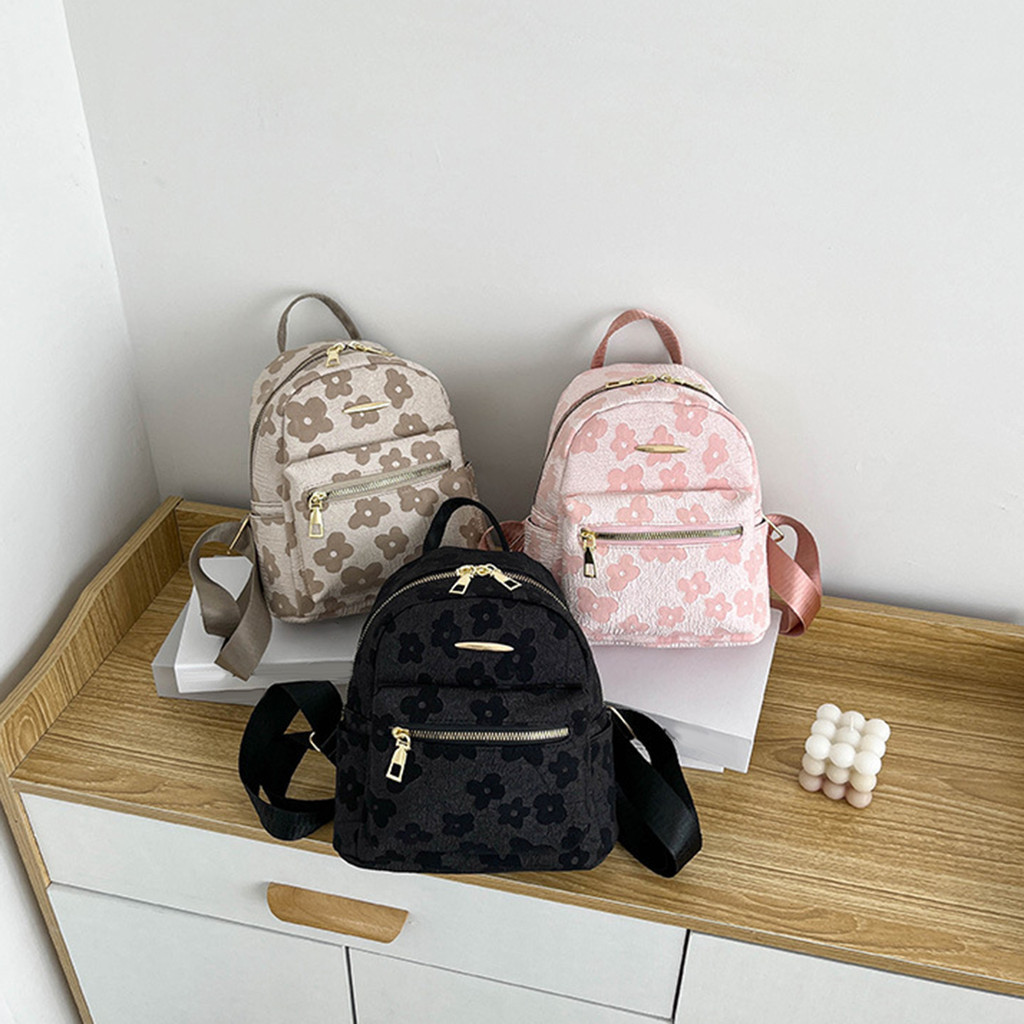 PU Leather Shoulder Mini Small Backpack Multi Function Ladies Phone Pouch Pack Flower Print Ladies School Backpack Bag for Women Shopee Malaysia