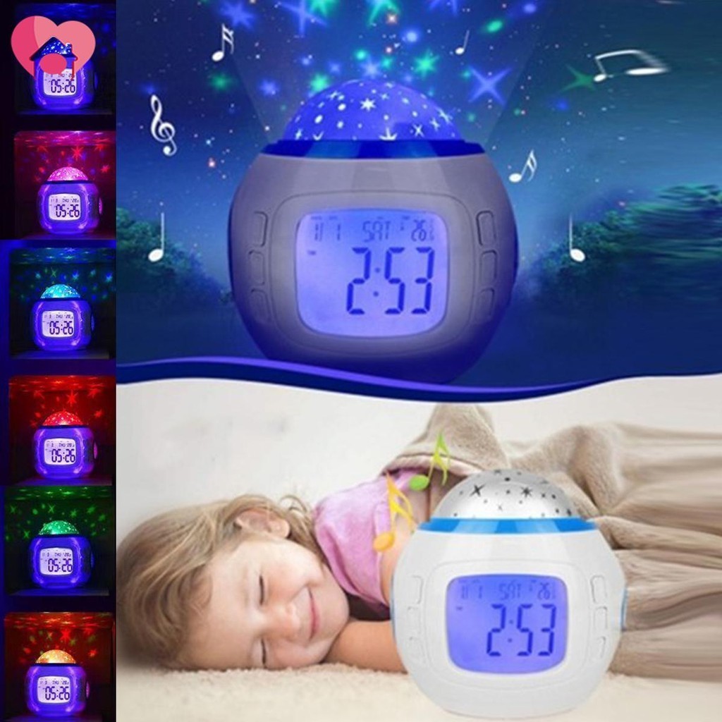 Starry Projector Lamp Battery Powered LED Alarm Clock Projection Light ...