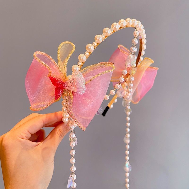 Girls Headwear Crystal Tassel Forehead Chain Mermaid Princess Crown ...