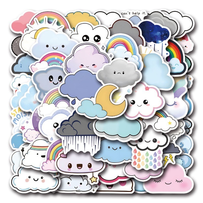 55Pcs/Set Cloud Stickers Waterproof Stickers Decal for Toys | Shopee ...