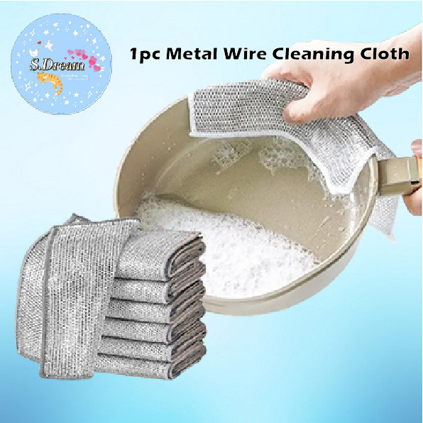 S.D 1pc Silver Wire Magic Cleaning Cloth Kitchen Dishwashing Towel ...
