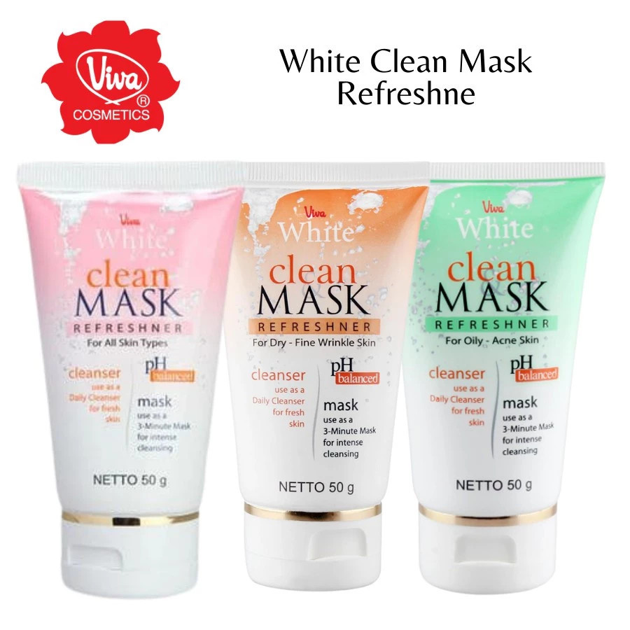 Viva White Clean Mask Refreshner Face Cleanser / Face Mask 50g | Shopee ...