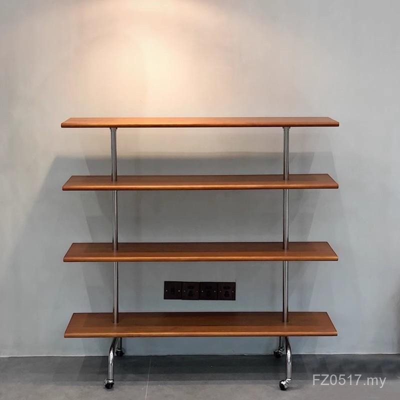 Storage Storage Rack Medieval Retro Wheeled Stainless Steel Bookshelf ...