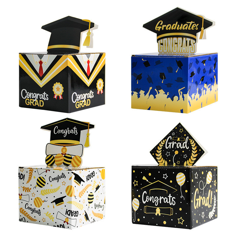 1pc Superise Jump Cashbox Graduation Gift Box for Party Grad Cap Candy ...