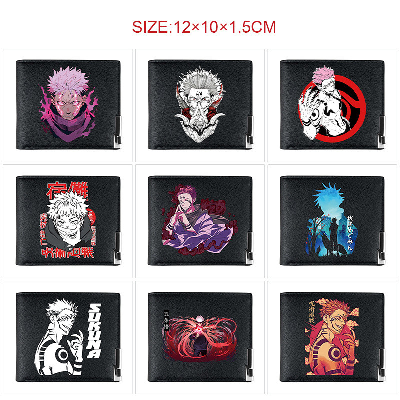 2025 Jujutsu Kaisen Anime PU Bifold Wallet For Kids Dark Cursed Energy ...