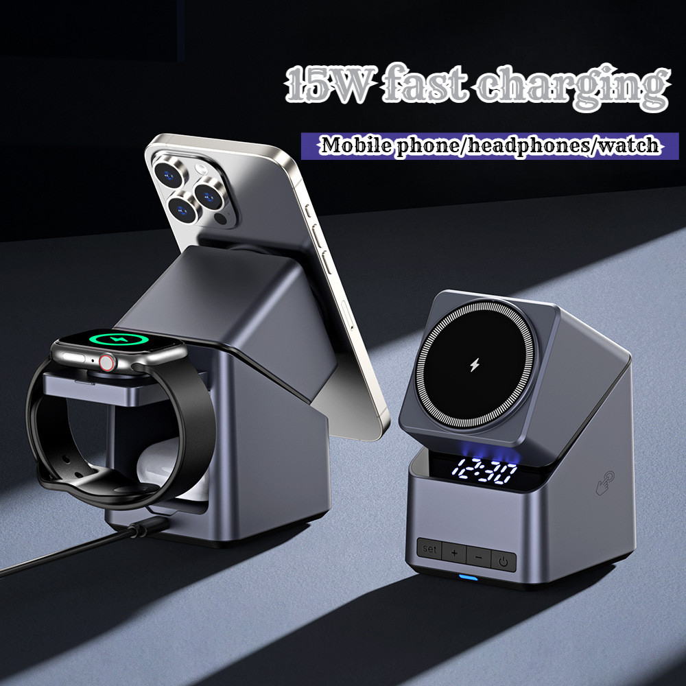 4 in 1 Wireless Charger 15W with 180° Auto-Rotating for Phone and Watch ...