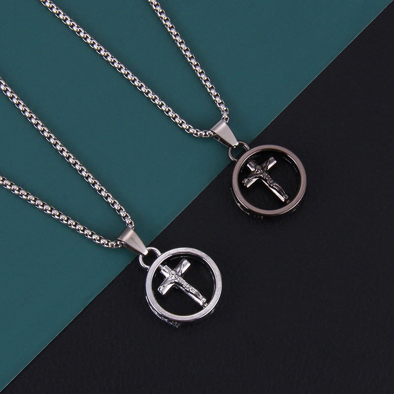 Punk Style Rotatable Necklace Cross Stainless Steel Jesus Christ ...