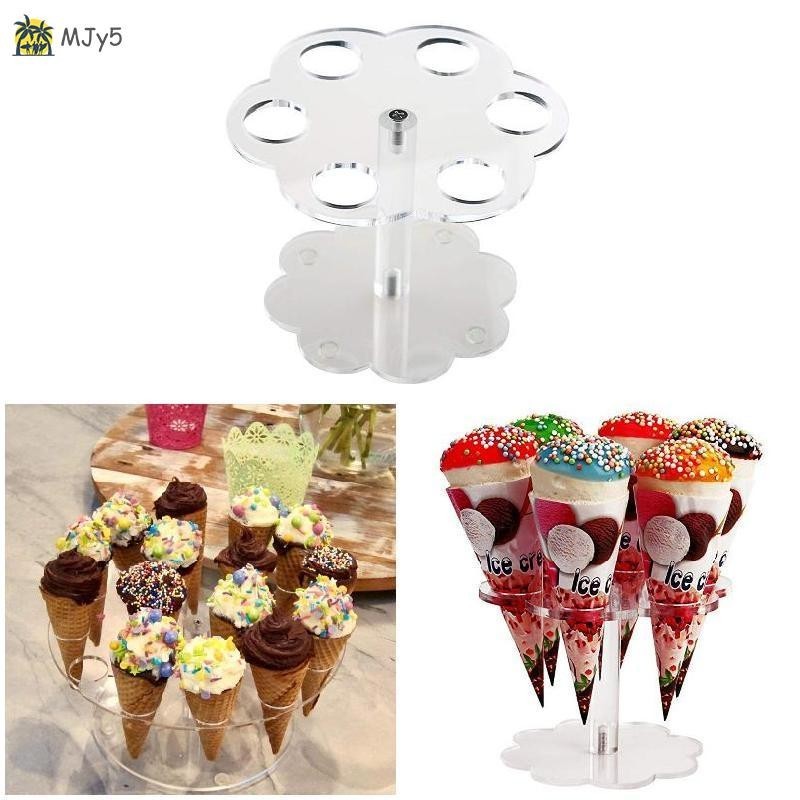 Acrylic Ice Cream Stand Cake Cone Stand Holder 6/16 Cones Wedding ...